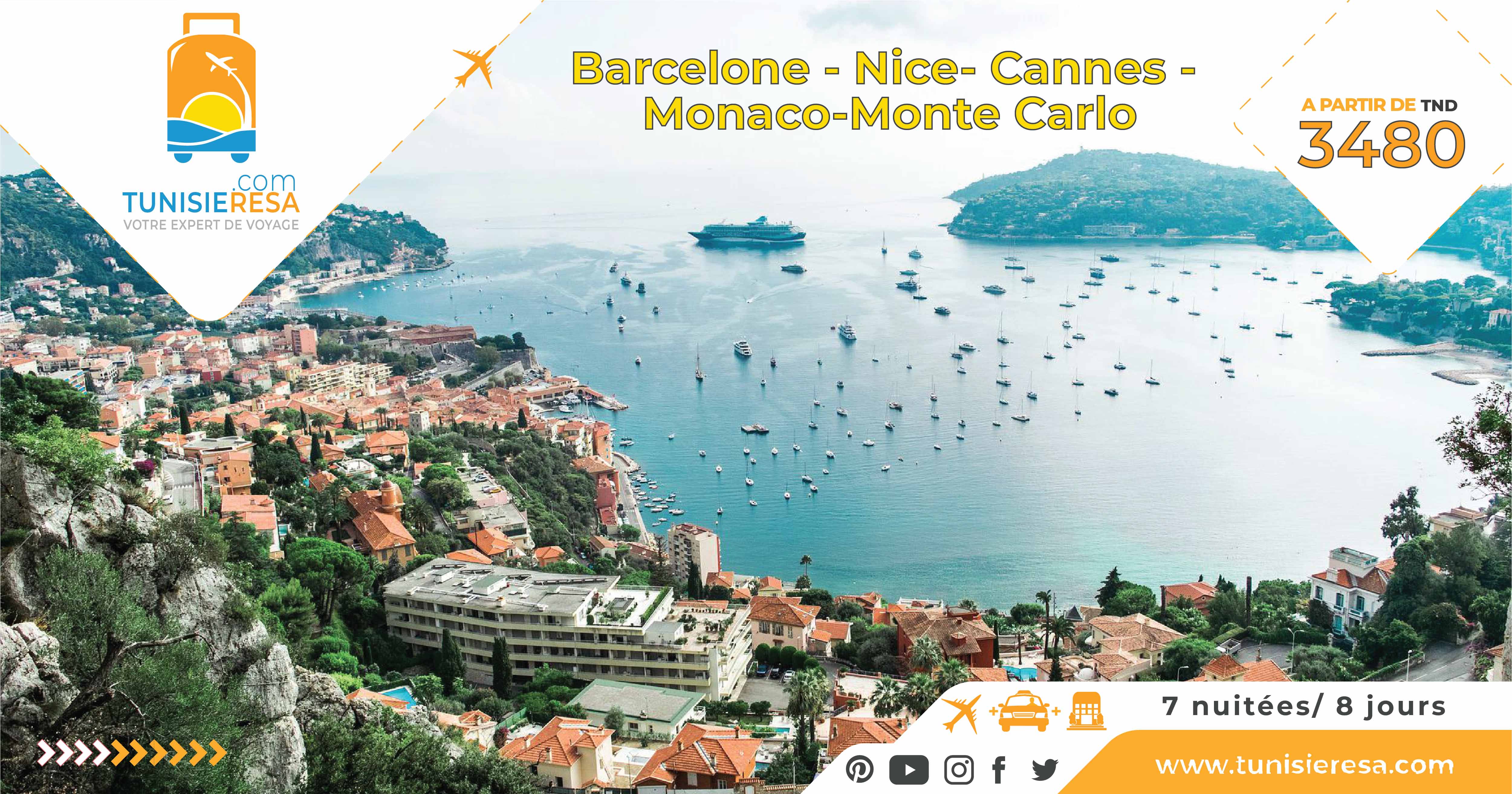 Barcelone - Nice- Cannes -Monaco-Monte Carlo